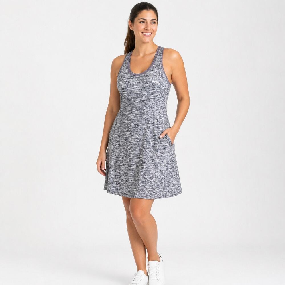 MPG Womens Athletic Tank Dress Large Purple Gray Racerback Tennis Golf Travel